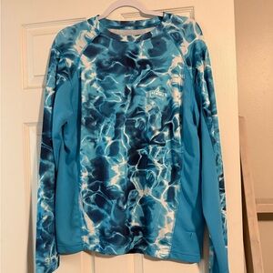 Blue and White Long Sleeve Tie-Dye Tee